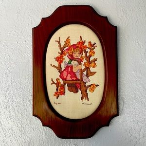 Vintage Hummel Embroidered Wall Hanging